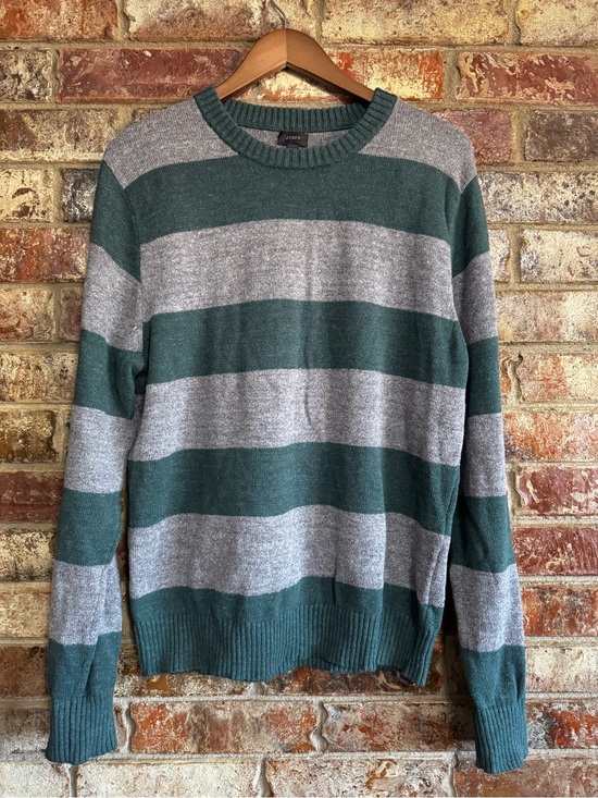 J. Crew Other - J Crew Green & Gray Striped Crewneck Sweater - Men's